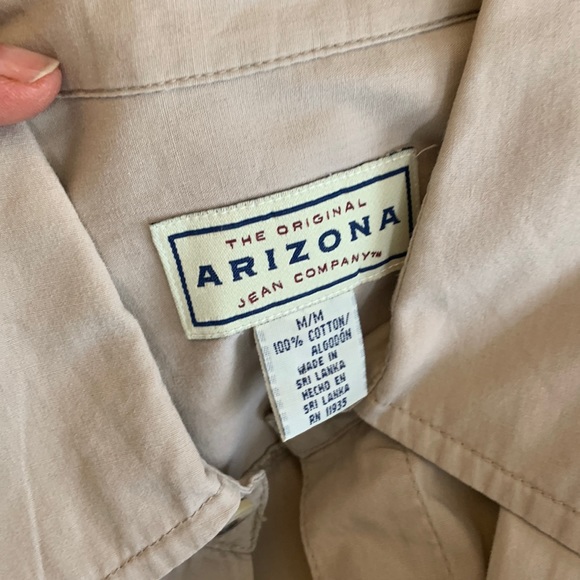 ARIZONA JEAN COMPANY SHORT SLEEVE BUTTON UP COTTON SHIRT IN TAN / M / VINTAGE - Picture 3 of 4